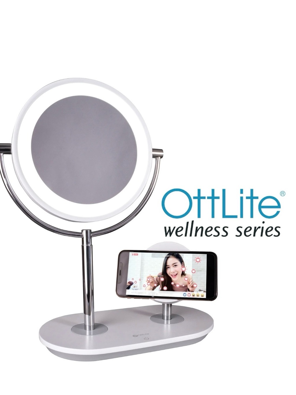OttLite Make Up Mirror Magnifying with Phone Charger